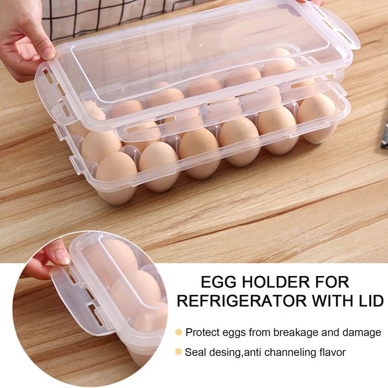 LonlyEagle XBY-US 2 Pack Covered Egg Holders For Refrigerator, Plastic Storage Container/ Deviled Egg Tray Carrier with Lid Fits 18X2 Eggs(36 Eggs) - Image 5